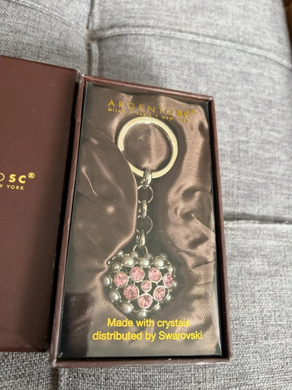 Pink Crystal Heart Keyring Swarovski crystals - Picture 4 of 7